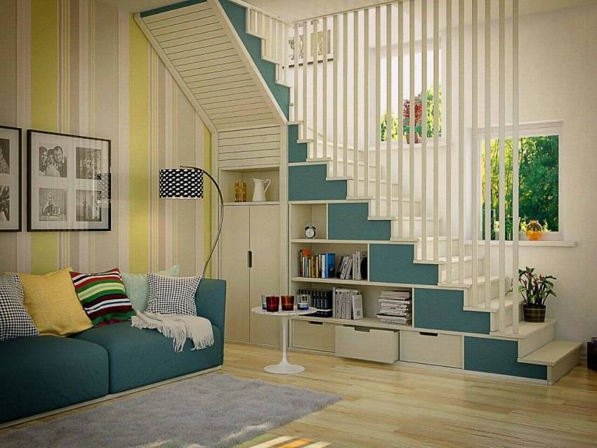 Использование пространства под лестницей: 20 практичных идей