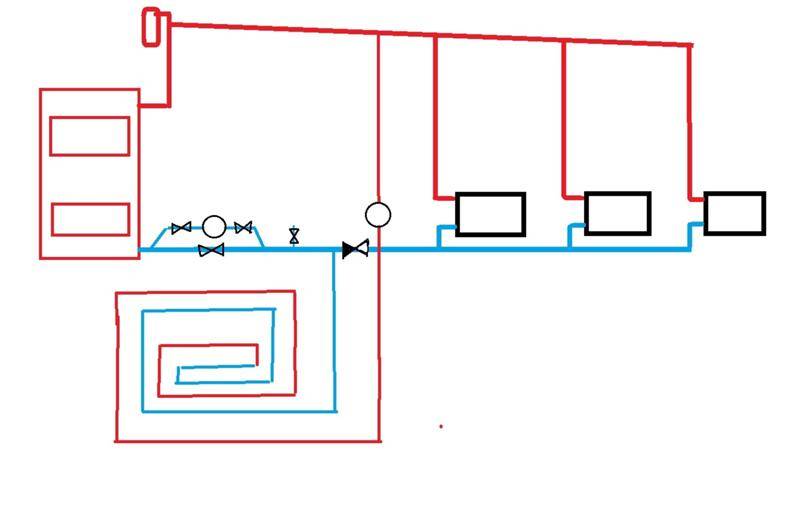 Теплый пол без насоса схема подключения