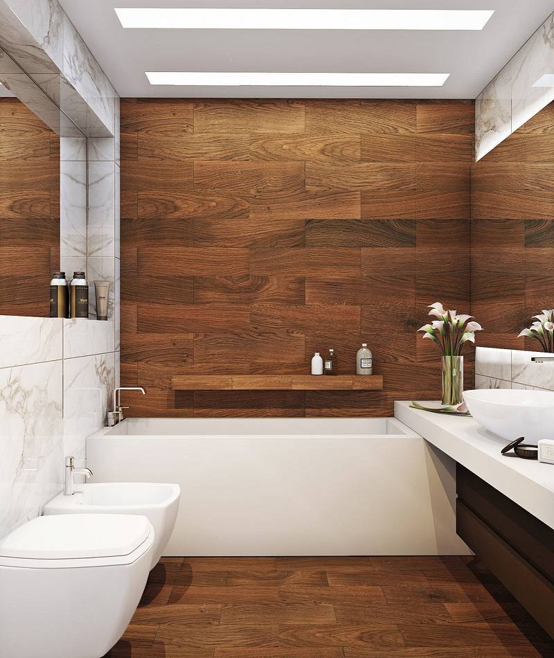 Отделка ванной комнаты плиткой — 25 идей