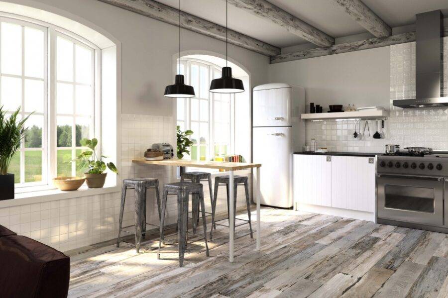 Дизайн пола на кухне