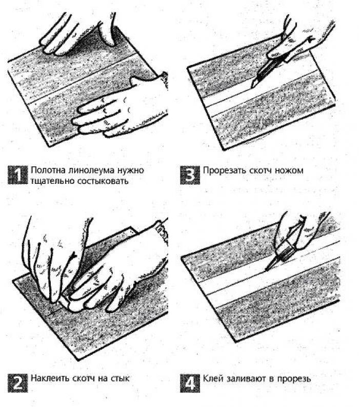 Как склеить линолеум между собой своими руками