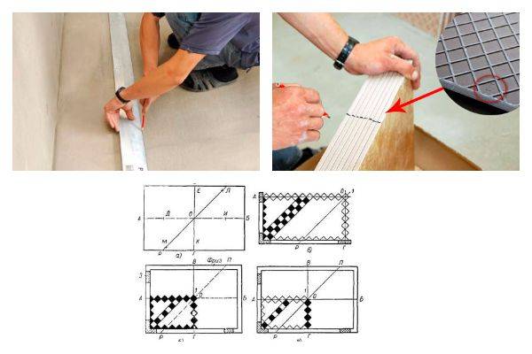 Способы раскладки плитки на полу: диагональ, смещение и елочка