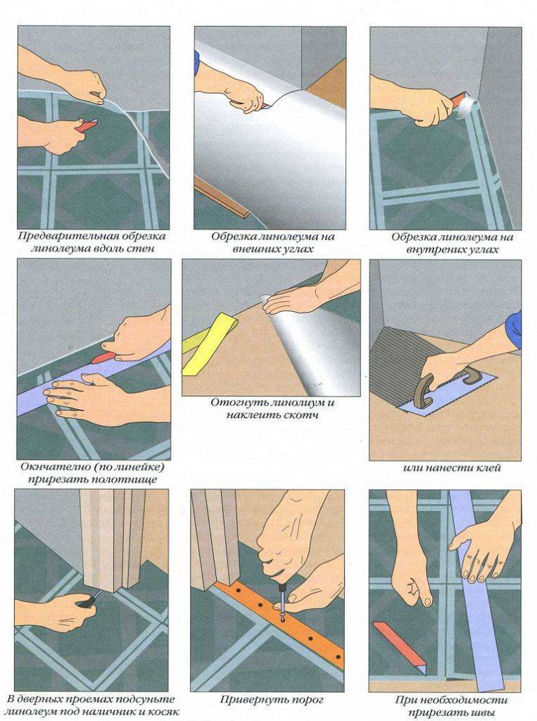 Покрытие линолеума на деревянный пол своими руками: инструкция