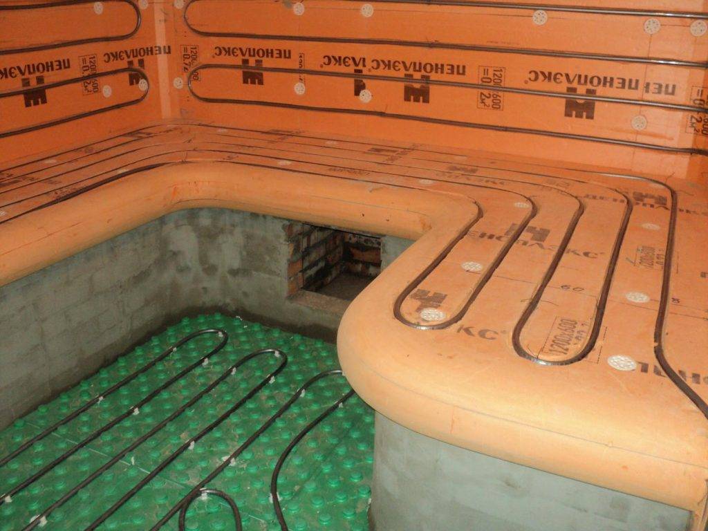 Водяной теплый пол в бане