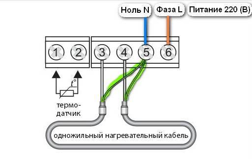 Схема подключения теплого пола к терморегулятору