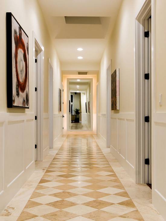 Плитка на пол в коридор: или ламинат и стык? ответ и 69 фото