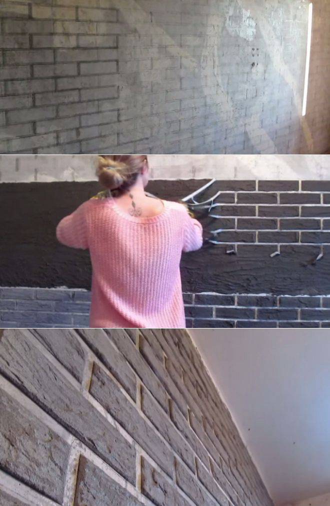 Делаем имитацию кирпича на стене простыми способами
