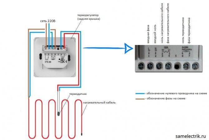 Подключение теплого пола к терморегулятору, схема подключения к электричеству + видео
