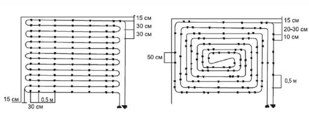 Теплый пол улитка схема расстояние между трубой