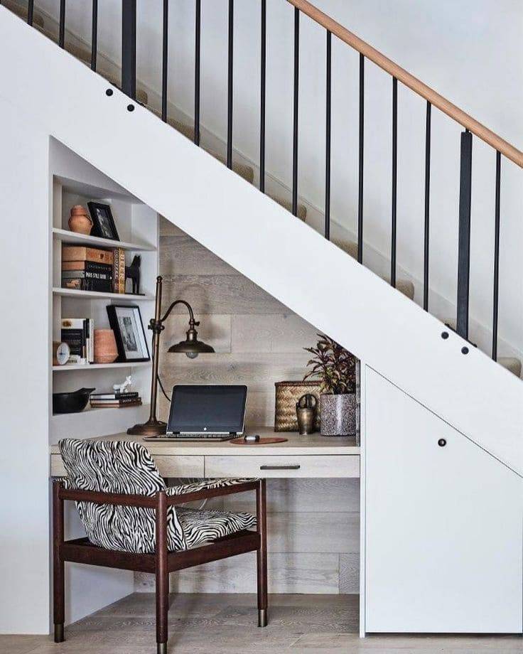 Дизайн пространства под лестницей: стильные и функциональные решения (95 фото)