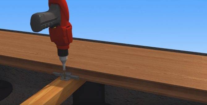 Крепление лаг к бетонному полу: как положить на неровное основание, выровнять, что подложить, установка без сверления, уголками